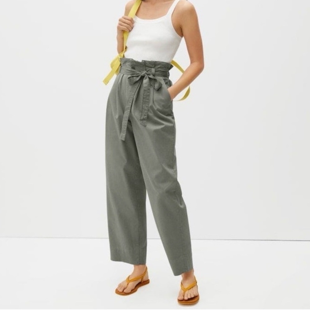 Everlane High-Waisted Olive Green Paperbag Pants
